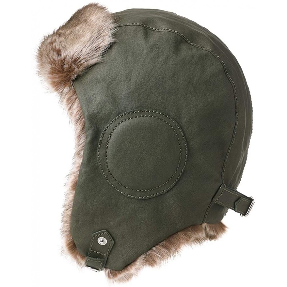 Bomber Hats Unisex Aviator Hat Winter Trapper Bomber Faux Fur Pilot Costume Trooper Cap 56-62cm - 99732-army Green - CA18KQZR...