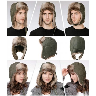 Bomber Hats Unisex Aviator Hat Winter Trapper Bomber Faux Fur Pilot Costume Trooper Cap 56-62cm - 99732-army Green - CA18KQZR...