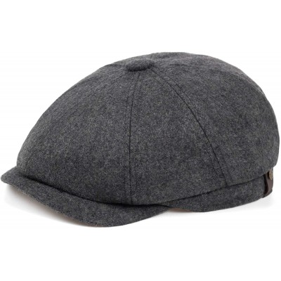 Newsboy Caps Men's Wool Newsboy Hat Flat Top Cap Cabbie Cap Ivy Driving Hat Cotton Beret - Grey - CO18Z6XAQ29 $14.29