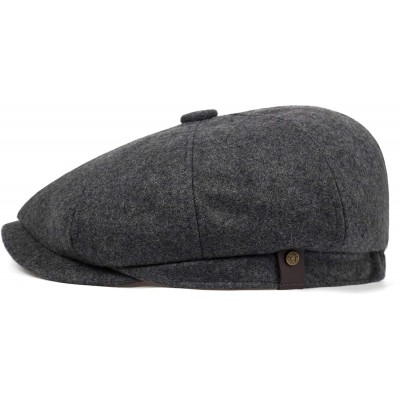 Newsboy Caps Men's Wool Newsboy Hat Flat Top Cap Cabbie Cap Ivy Driving Hat Cotton Beret - Grey - CO18Z6XAQ29 $14.29