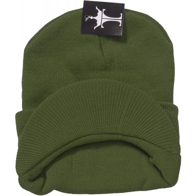 Skullies & Beanies Cuffless Beanie Visor Cap - Olive - CR111Y3XFAP $9.96