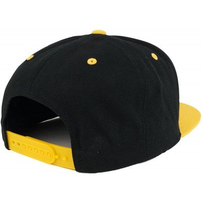 Baseball Caps Queen Two Tone Embroidered Flat Bill Snapback Cap - Black Yellow - CK17YXMG7DK $22.04