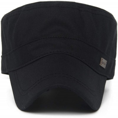 Baseball Caps Cotton Cadet Cap Army Military Caps Flat Hats Unique Design Big Head - Style04-black - CG12093JDS9 $13.31