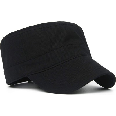 Baseball Caps Cotton Cadet Cap Army Military Caps Flat Hats Unique Design Big Head - Style04-black - CG12093JDS9 $13.31