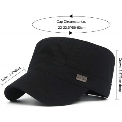 Baseball Caps Cotton Cadet Cap Army Military Caps Flat Hats Unique Design Big Head - Style04-black - CG12093JDS9 $13.31