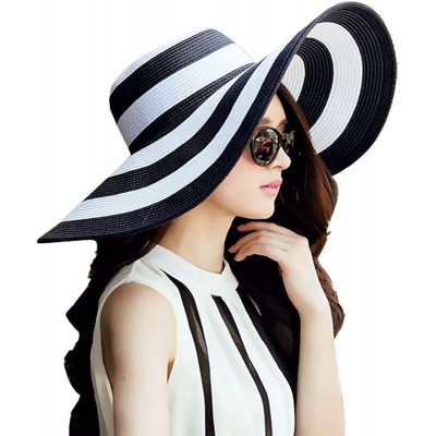 Sun Hats Womens Big Bowknot Straw Hat Foldable Roll up Sun Hat Beach Cap UPF 50+ Protection Sun Hats 041 - CC18WI7KZS9 $8.66