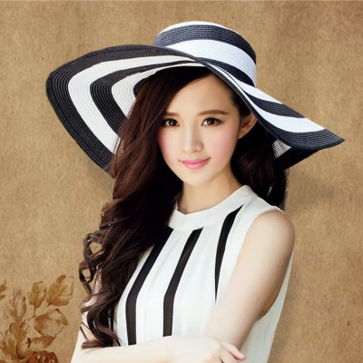 Sun Hats Womens Big Bowknot Straw Hat Foldable Roll up Sun Hat Beach Cap UPF 50+ Protection Sun Hats 041 - CC18WI7KZS9 $8.66