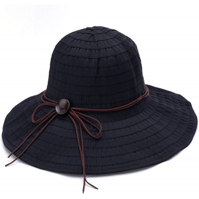 Sun Hats Sun Hat for Women Bow-Knot Brim Cap Foldable Neck Anti-Ultraviolet Fishing Hats - Black - C618Y405LDL $10.45