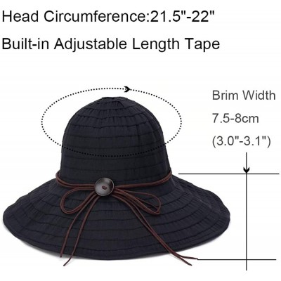 Sun Hats Sun Hat for Women Bow-Knot Brim Cap Foldable Neck Anti-Ultraviolet Fishing Hats - Black - C618Y405LDL $10.45