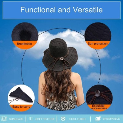 Sun Hats Sun Hat for Women Bow-Knot Brim Cap Foldable Neck Anti-Ultraviolet Fishing Hats - Black - C618Y405LDL $10.45