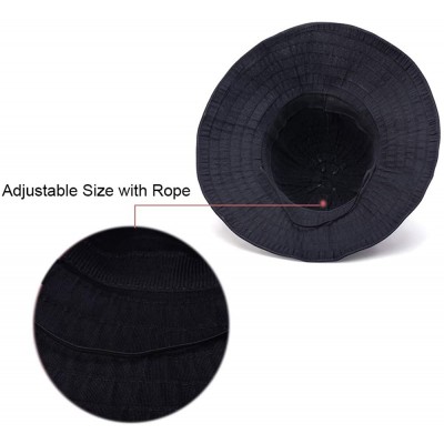 Sun Hats Sun Hat for Women Bow-Knot Brim Cap Foldable Neck Anti-Ultraviolet Fishing Hats - Black - C618Y405LDL $10.45