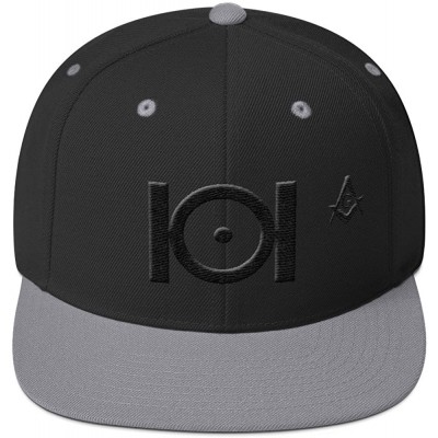 Baseball Caps Masonic Snapback Hat 3D Puff Embroidery Black Thread - Black/ Silver - CD18D2HHDH4 $69.15
