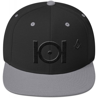 Baseball Caps Masonic Snapback Hat 3D Puff Embroidery Black Thread - Black/ Silver - CD18D2HHDH4 $24.12