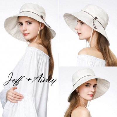 Sun Hats Womens 100% Cotton Bucket Sun Hat UPF 50 Chin Strap Adjustable Packable Wide Brim - 99024beige - C218R89AODQ $17.76