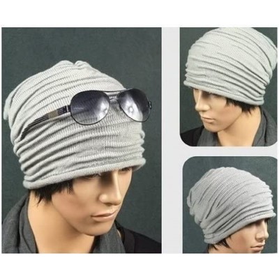 Skullies & Beanies Unisex Folds Slouchy Beanie Winter Warmer Fall Wool Hat (Gray) - C211GWUTM5N $10.46