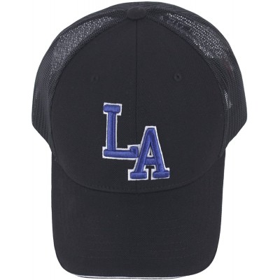 Baseball Caps Unisex LA Embroidered Major Baseball Cool Mesh Camping Hat Truckers Ball Cap - Black - CI1866CA8YE $7.84