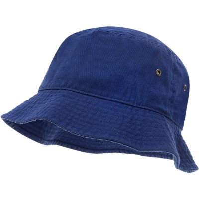 Bucket Hats 100% Cotton Bucket Hat for Men- Women- Kids - Summer Cap Fishing Hat - Royal Blue - CU18H2MX9KK $24.54