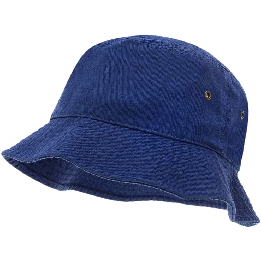 Bucket Hats 100% Cotton Bucket Hat for Men- Women- Kids - Summer Cap Fishing Hat - Royal Blue - CU18H2MX9KK $14.40