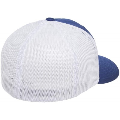 Baseball Caps Flexfit Trucker Hat for Men and Women - Breathable Mesh- Stretch Flex Fit Ballcap w/Hat Liner - Royal/White - C...