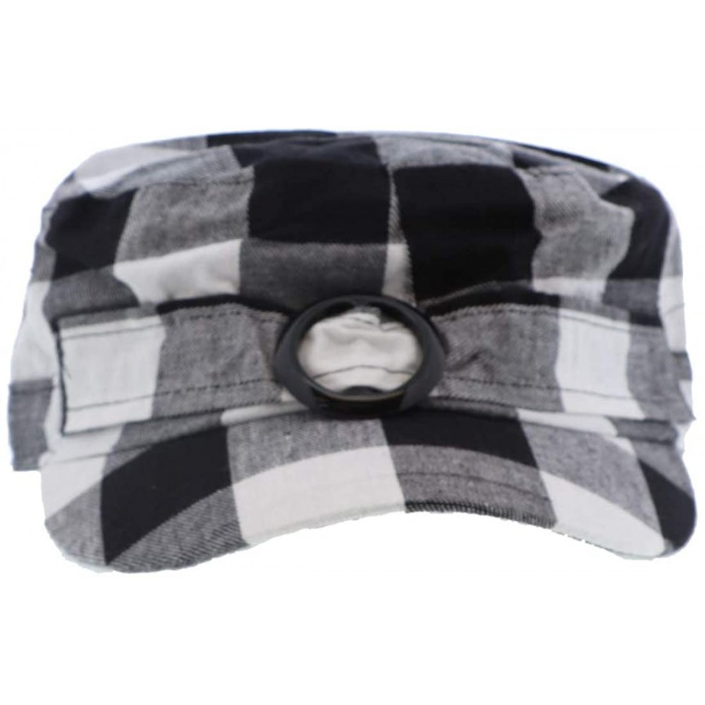 Newsboy Caps Plaid Hat with Buckle Newsboy Cap for Women - White - CV18HXA2407 $13.64