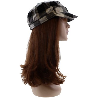 Newsboy Caps Plaid Hat with Buckle Newsboy Cap for Women - White - CV18HXA2407 $13.64