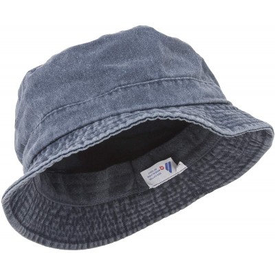 Bucket Hats Washed Hats- Royal Medium/Large - Navy - C911R4KG03R $19.87