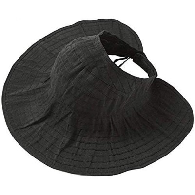 Sun Hats Sun Visor Hats for Women with UV Protection Large Wide Brim with String Foldable for Travel Packable. - No2 - CL18TI...
