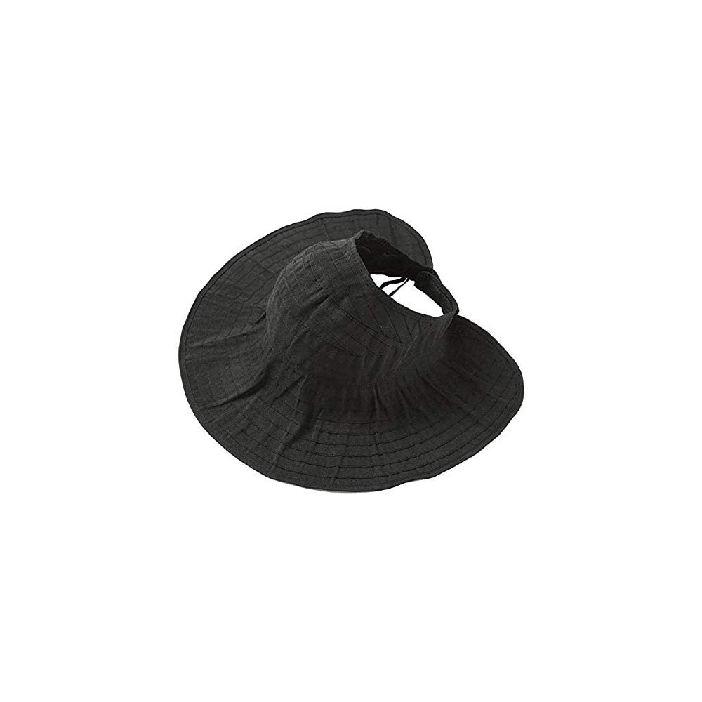 Sun Hats Sun Visor Hats for Women with UV Protection Large Wide Brim with String Foldable for Travel Packable. - No2 - CL18TI...