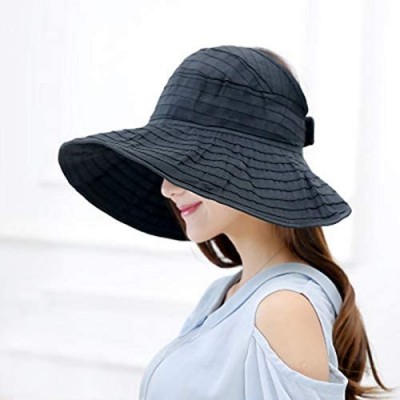 Sun Hats Sun Visor Hats for Women with UV Protection Large Wide Brim with String Foldable for Travel Packable. - No2 - CL18TI...