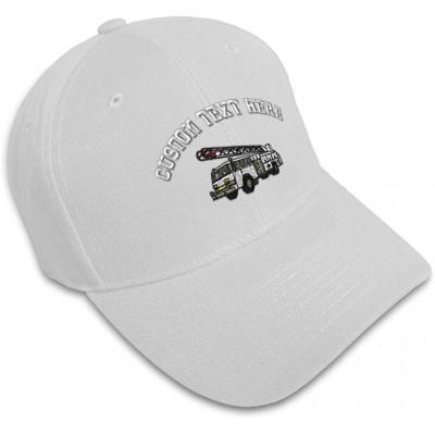 Baseball Caps Custom Baseball Cap Firefighter Truck Hook and Ladder Embroidery Strap Closure - White - CM18SDIUOQZ $14.82