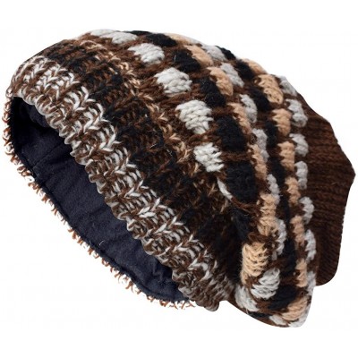 Skullies & Beanies Woolen Knitted Fleece Lined Multicoloured Beanie Hats - O - C112O4ULLH5 $34.29