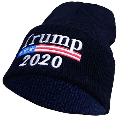 Skullies & Beanies Keep America Great 2020 Donald Trump Unisex Cuffed Plain Skull Knit Hat Cap - Navy 001 - CI18YLX6D6C $19.79