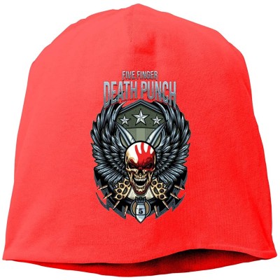 Skullies & Beanies Five Finger Death Punch Ultra-Thin Beanie Men Women Unisex Cuffed Plain Skull Knit Hat Cap - Red - C318ZLL...