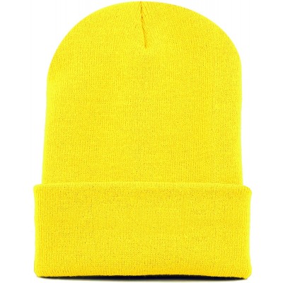 Skullies & Beanies 1300 Winter Unisex Plain Ski Beanie Knit Skull Hat - Yellow - CT1272PCDNT $8.01