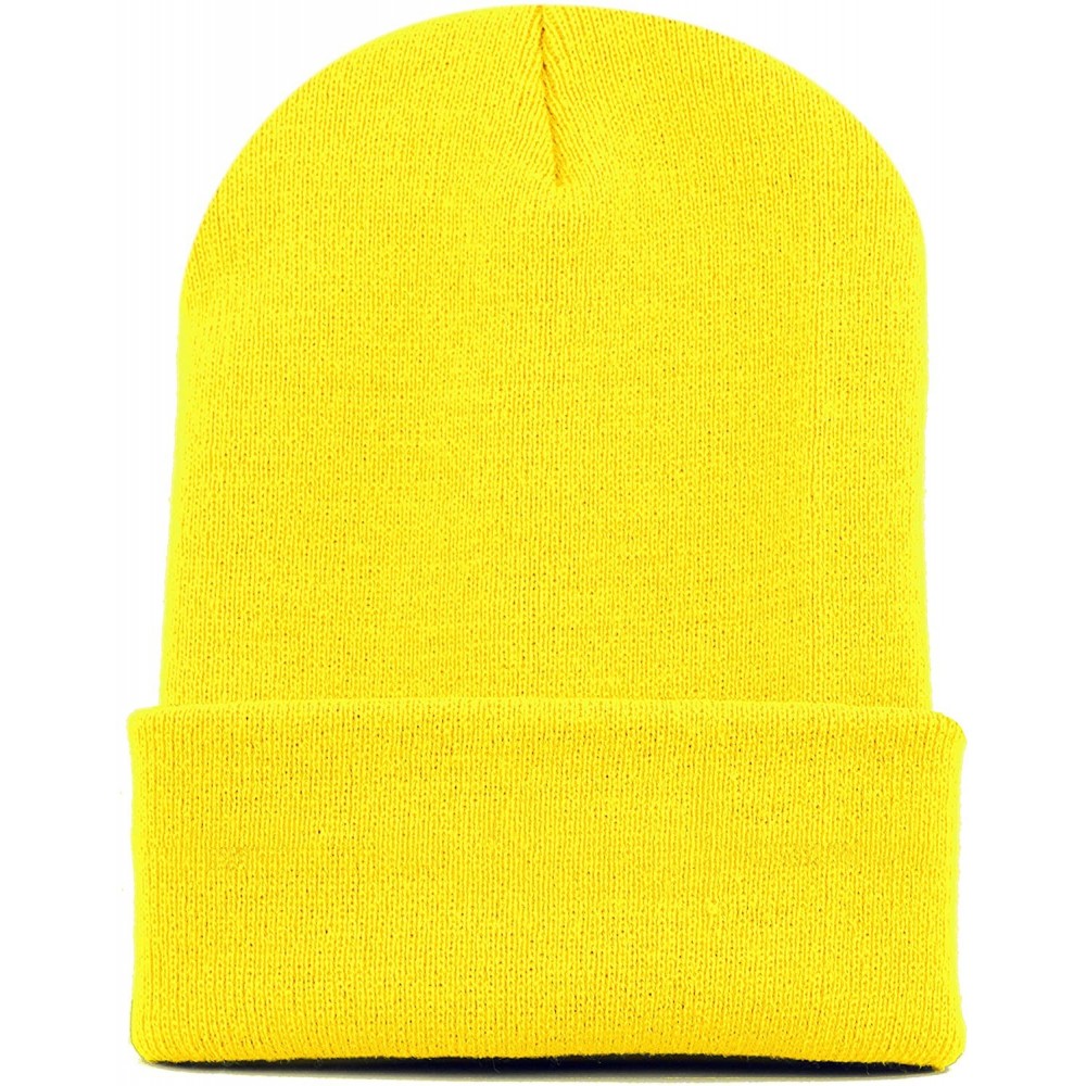 Skullies & Beanies 1300 Winter Unisex Plain Ski Beanie Knit Skull Hat - Yellow - CT1272PCDNT $8.01