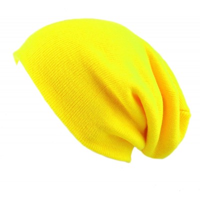 Skullies & Beanies 1300 Winter Unisex Plain Ski Beanie Knit Skull Hat - Yellow - CT1272PCDNT $8.01