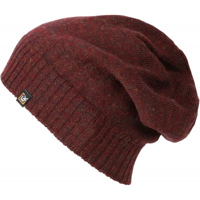 Skullies & Beanies 100% Wool Classic Knit Beanie Hat Cap for Women & Men - Burgundy - CH12NA533L2 $30.55