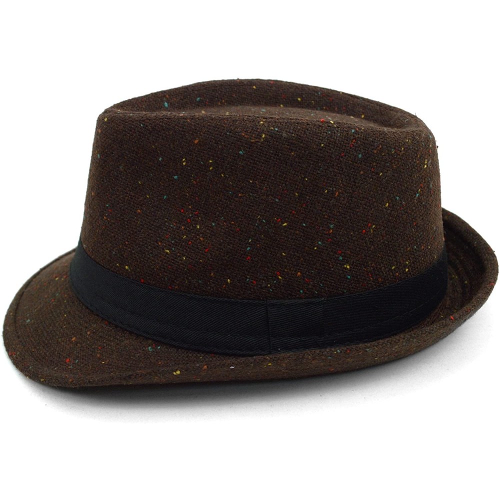 Fedoras Men's Speckled Fall/ Winter Fedora - Brown - CJ1876CTTSD $11.43