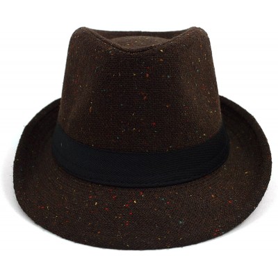 Fedoras Men's Speckled Fall/ Winter Fedora - Brown - CJ1876CTTSD $11.43