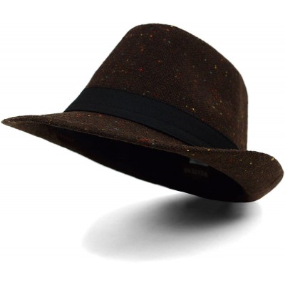 Fedoras Men's Speckled Fall/ Winter Fedora - Brown - CJ1876CTTSD $11.43