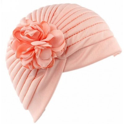 Skullies & Beanies Women Muslim Indian Chemo Hat Stretch Flower Turban Cap Hair Loss Scarf Headwear - Blood Red - CR187W009WS...