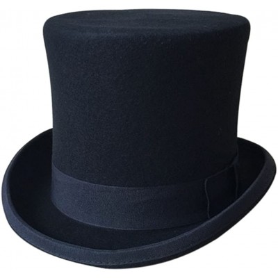 Fedoras Men's Wool Felt Stage Magic Adults Costume Tall Top Hat 6.7" High Black - C7187CNORZH $24.73