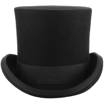 Fedoras Men's Wool Felt Stage Magic Adults Costume Tall Top Hat 6.7" High Black - C7187CNORZH $24.73