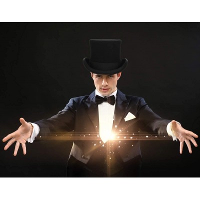 Fedoras Men's Wool Felt Stage Magic Adults Costume Tall Top Hat 6.7" High Black - C7187CNORZH $24.73