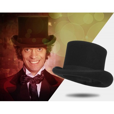 Fedoras Men's Wool Felt Stage Magic Adults Costume Tall Top Hat 6.7" High Black - C7187CNORZH $24.73