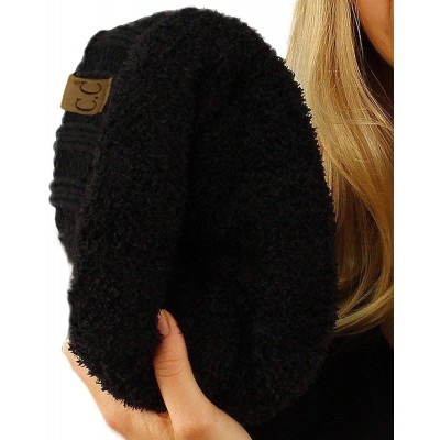 Skullies & Beanies Fleeced Fuzzy Lined Unisex Chunky Thick Warm Stretchy Beanie Hat Cap - Solid Black - CC18IT5G33Y $11.84