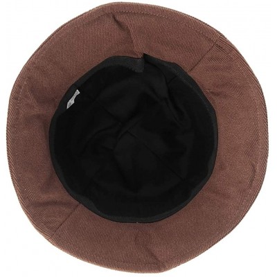 Bucket Hats Women Fashion Bucket Cloche Hat Twill Corduroy Fisherman Hat Packable Casual Autumn Winter Hat - Brown - CA18AHZ6...