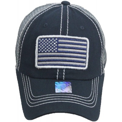 Baseball Caps US Flag Baseball Cap USA Mesh Trucker Fashion Hipster Golf Hiking Camping Hat - Navy - CO18U2O2KR8 $12.84