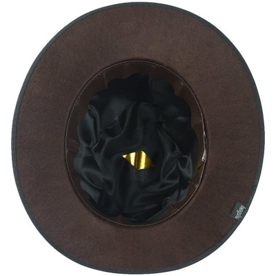 Sun Hats Women's Classic Wool Hard Felt Wide Brim Panama Hat Fedora with Black Band - Brown - C812GFZ5OSX $18.92