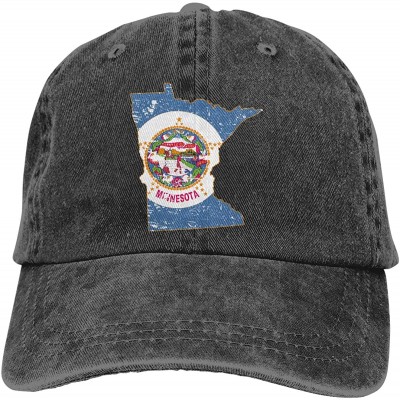 Baseball Caps Unite States Flag Map Shape Design Denim Fabric Baseball Hat Adjustable Jeans Cap - Minnesota State - CA18U3QAX...